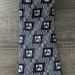 LANVIN PARIS Blue Geometric Men’s Silk Tie Made In France 59x 3.75